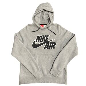 Nike Air Hoodie Sweatshirt Gray Pullover Fleece Logo Hoodie Men's Size M EUC